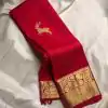 Red Soft Lichi Silk Lace Zari Work Saree