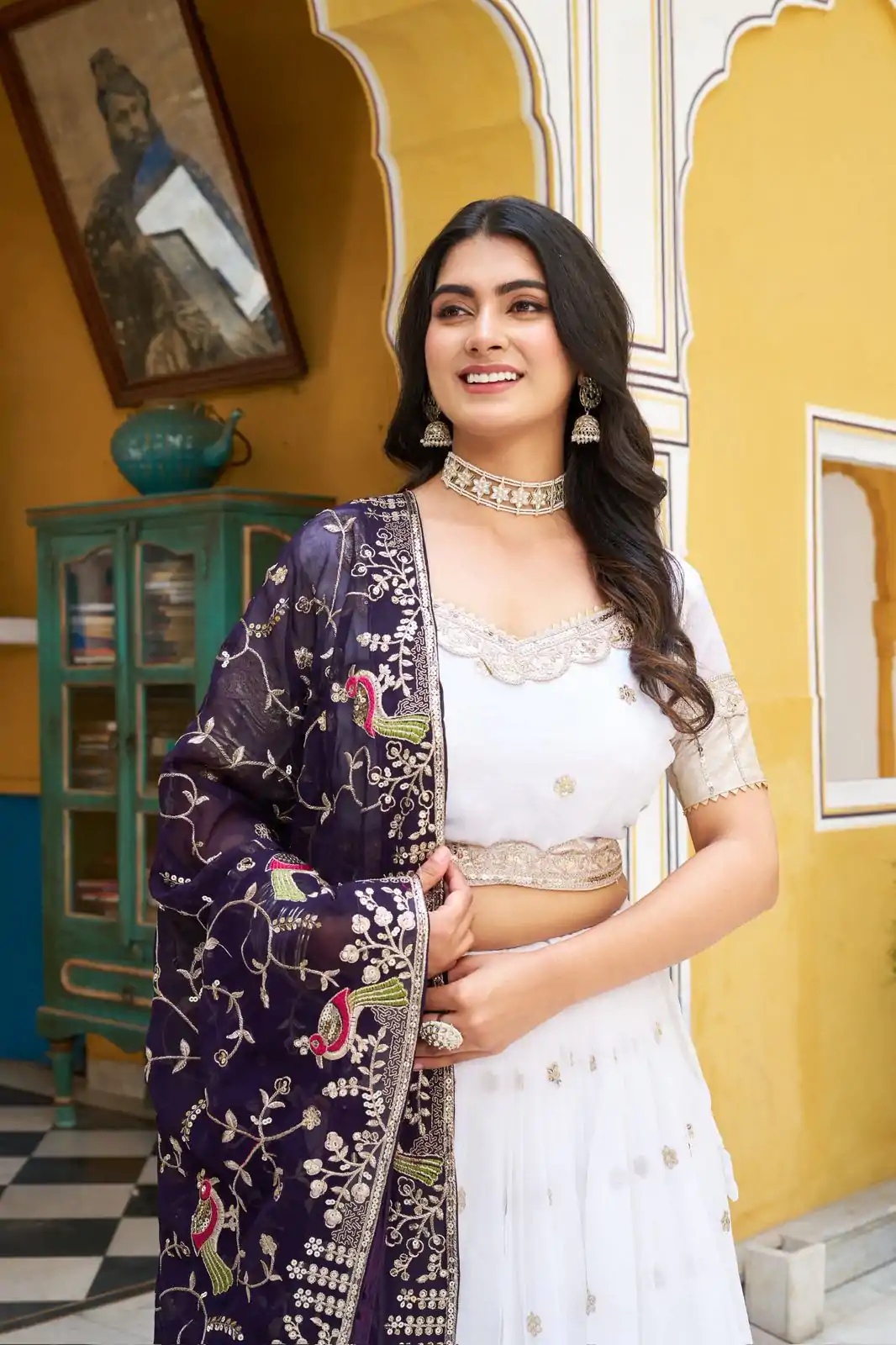 White Pure Crunchy With Embroidery Lehenga Choli - Image 2