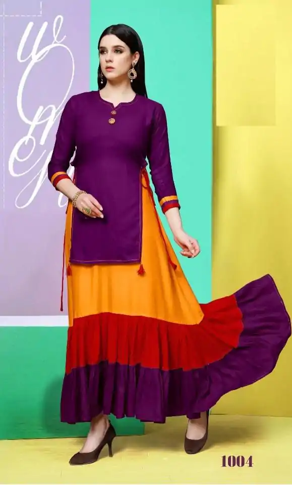 Wine 14 kg Rayon With Plain Gown